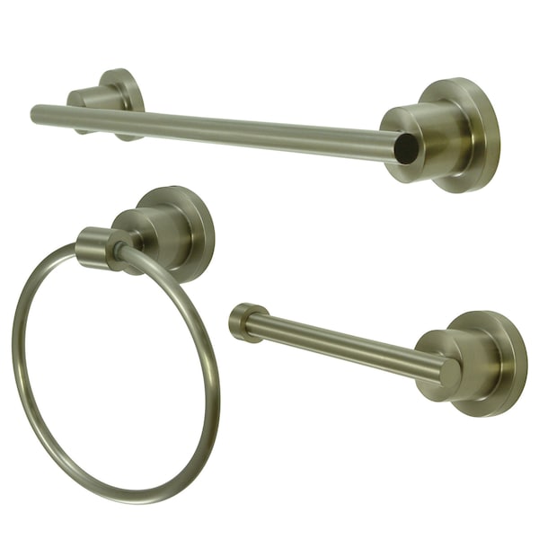 3-Piece Bathroom Accessories Set, Brushed Nickel